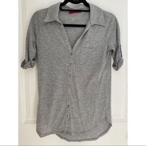 Velvet Button Down Grey Top